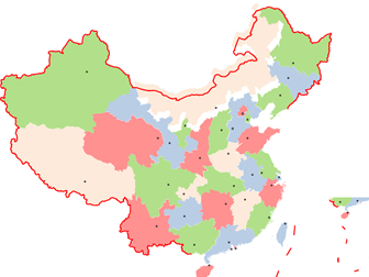 标准版中国地图ppt素材（省份可分离颜色可修改）
