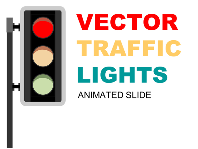 闪烁的交通红绿灯PPT模板1