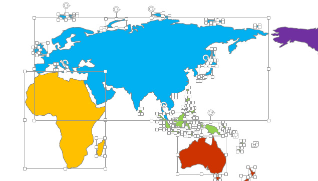 线条色块多款可编辑世界地图ppt素材模板