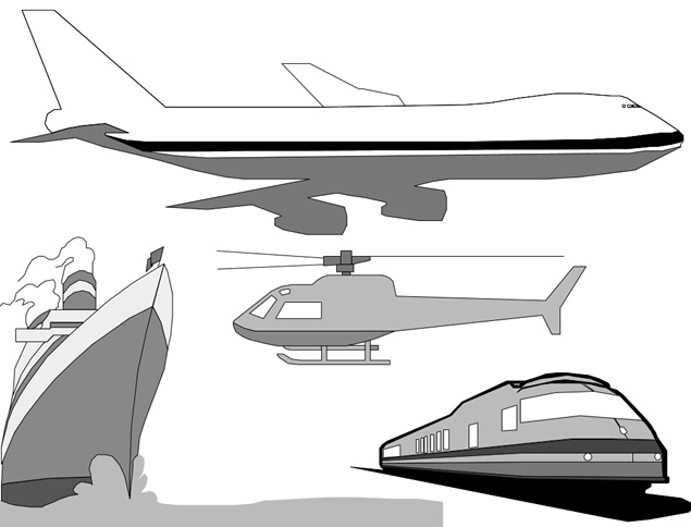 飞机 直升机 火车头 轮船 剪贴画