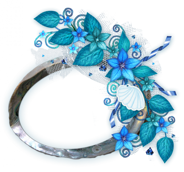 蓝色花朵修饰的金属相框