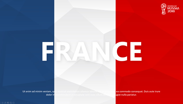 低面风背景法国队世界杯主题ppt模板