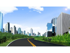 城市建筑马路PPT背景图片