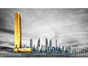 两张大气城市金色建筑PPT背景图片