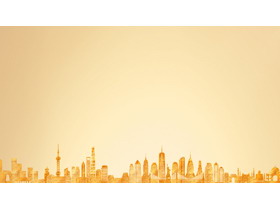 金色城市建筑剪影PPT背景图片