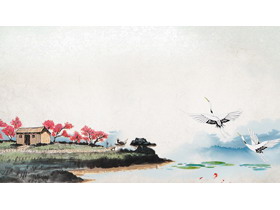 四张古典水墨中国风PPT背景图片