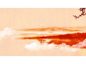 红色水墨古典PPT背景图片