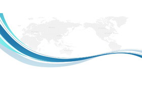 蓝色雅致曲线与世界地图PPT背景图片