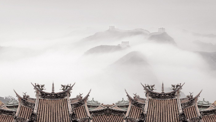 五张精致中国古建筑PPT背景图片