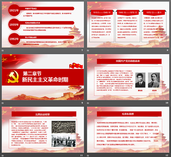 《光辉的历史》庆祝中国共产党建党98周年PPT模板