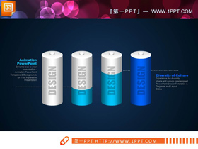 电池样式的立体PPT柱状图