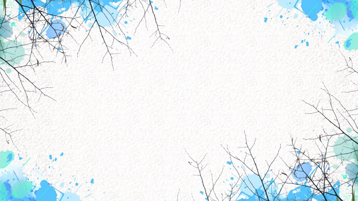唯美蓝色水彩树枝PPT背景图片