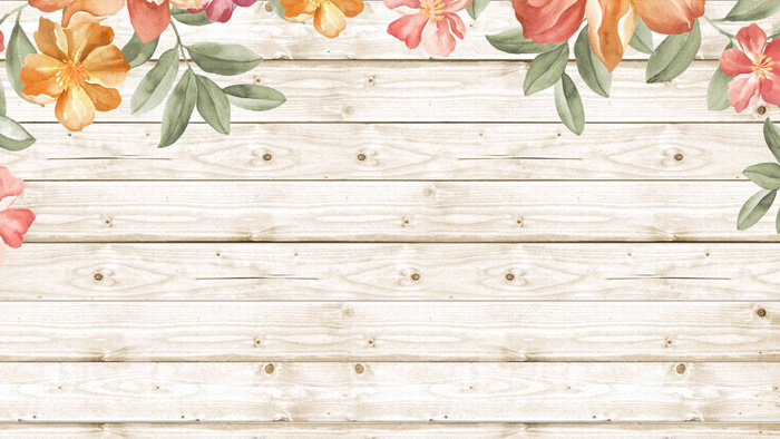 木纹水彩花卉PPT背景图片