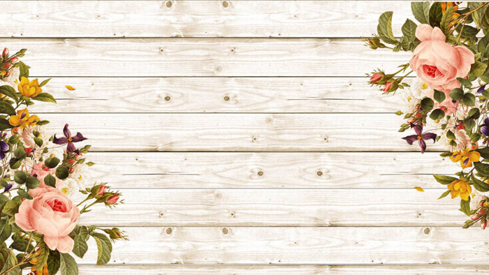 木纹水彩花卉PPT背景图片