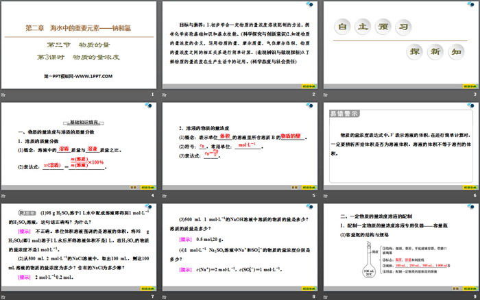 《物质的量浓度》物质的量PPT