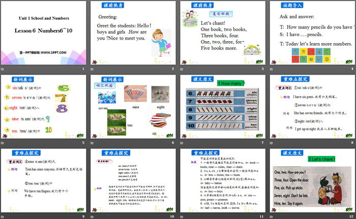 《Numbers6~10》School and Numbers PPT