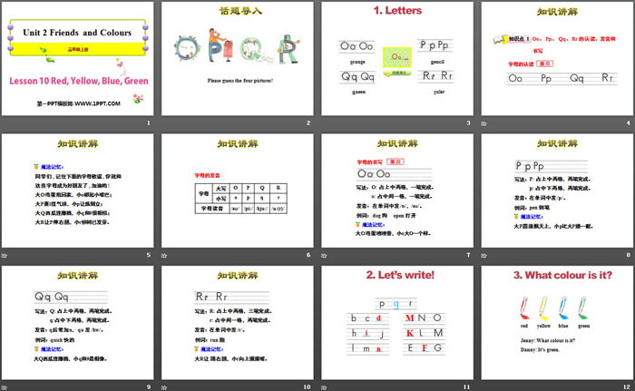 《Red,Yellow,Blue,Green》Friends and Colours PPT课件