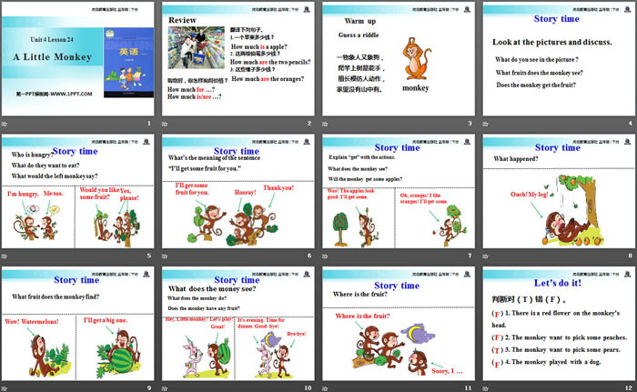 《A little monkey》Food and Restaurants PPT