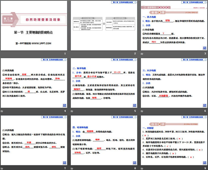 《主要地貌的景观特点》自然地理要素及现象PPT