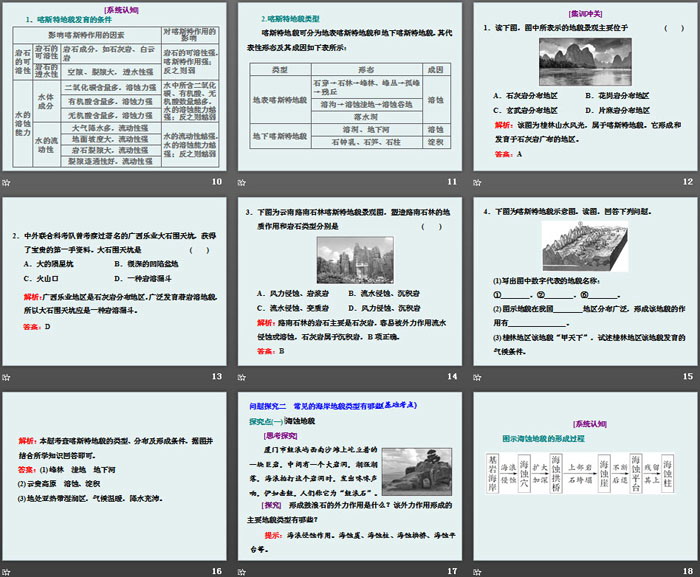 《喀斯特、海岸和冰川地貌》地球表面形态PPT