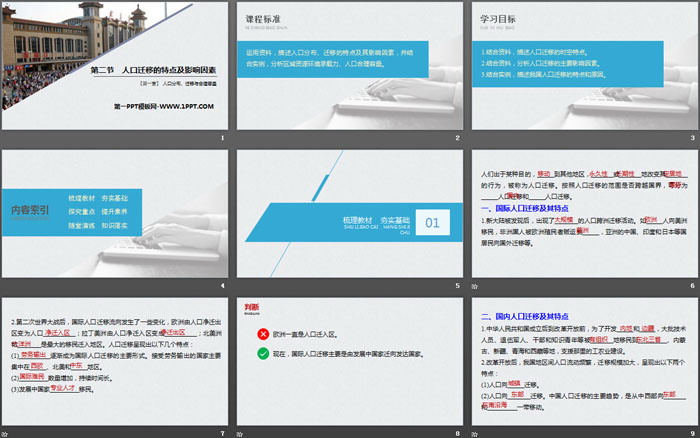 《人口迁移的特点及影响因素》人口分布、迁移与合理容量PPT