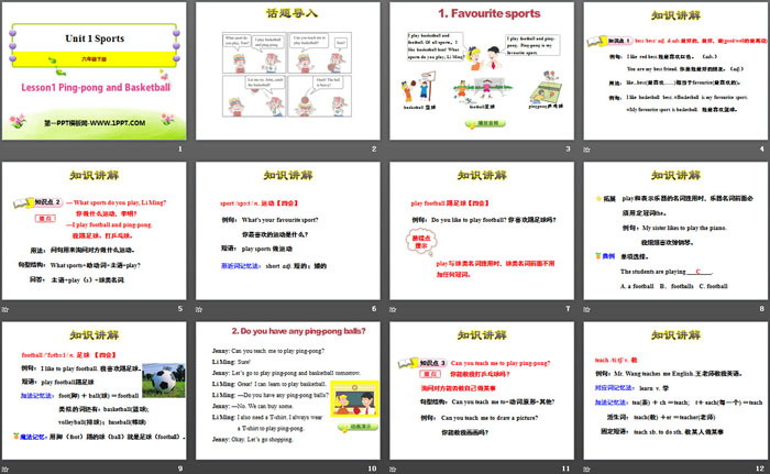 《Ping-pong and Basketball》Sports PPT教学课件