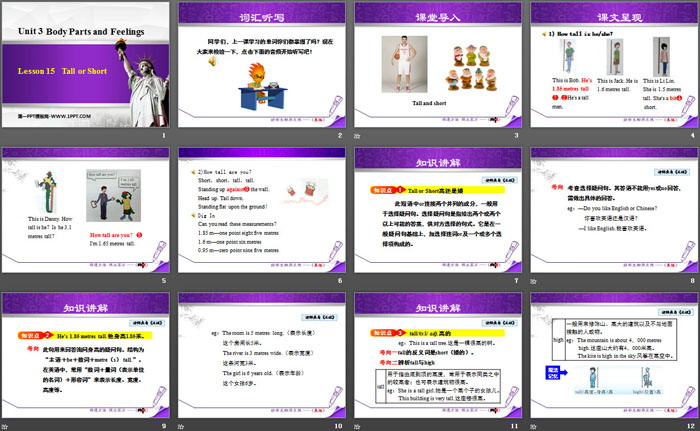 《Tall or Short》Body Parts and Feelings PPT课件下载