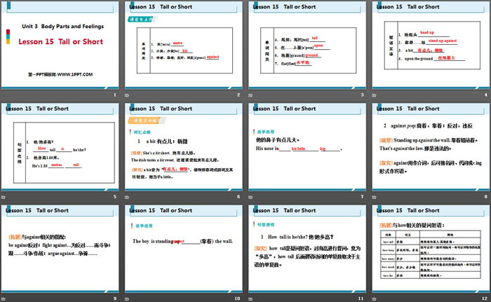 《Tall or Short》Body Parts and Feelings PPT免费课件