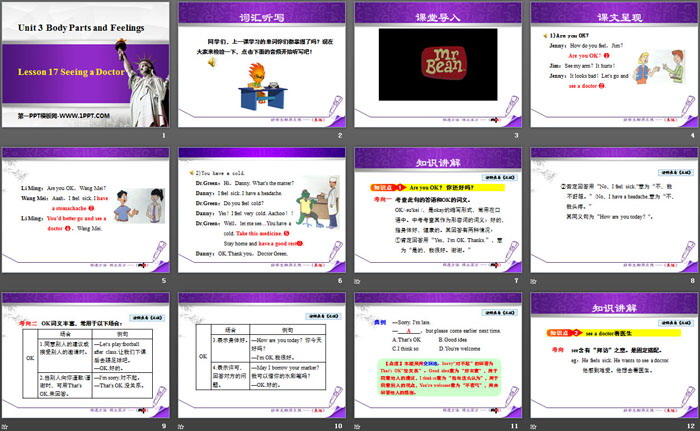 《Seeing a Doctor》Body Parts and Feelings PPT免费下载