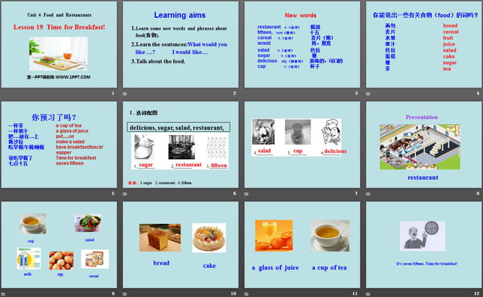 《Time for Breakfast!》Food and Restaurants PPT