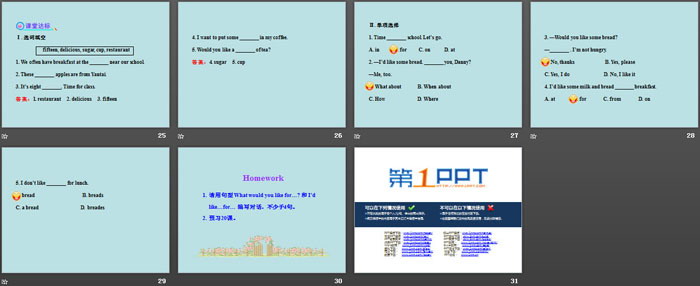 《Time for Breakfast!》Food and Restaurants PPT