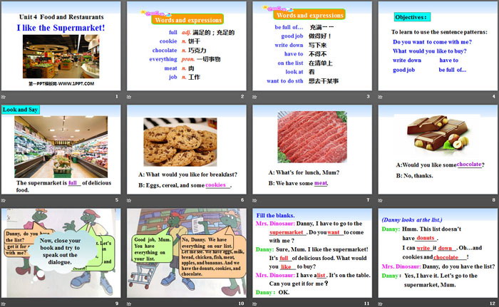 《I like the Supermarket!》Food and Restaurants PPT