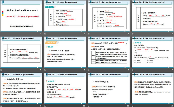 《I like the Supermarket!》Food and Restaurants PPT免费课件