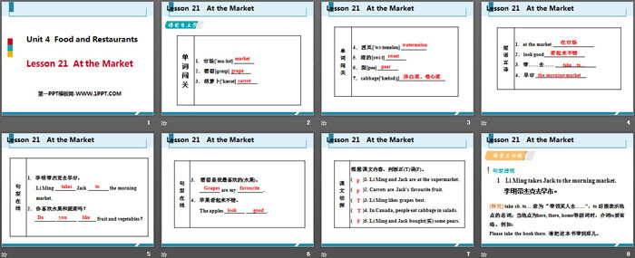 《At the Market》Food and Restaurants PPT免费课件下载