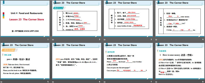 《The Corner Store》Food and Restaurants PPT免费课件