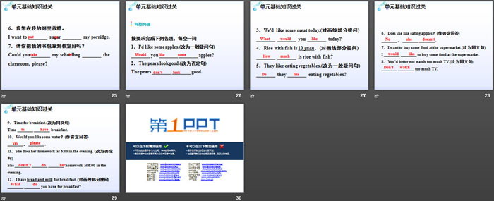 《单元基础知识过关》Food and Restaurants PPT