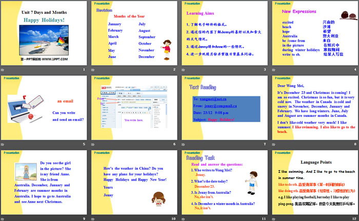 《Happy Holidays!》Days and Months PPT课件下载