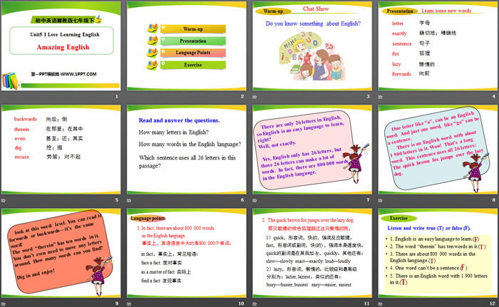 《Amazing English》I Love Learning English PPT