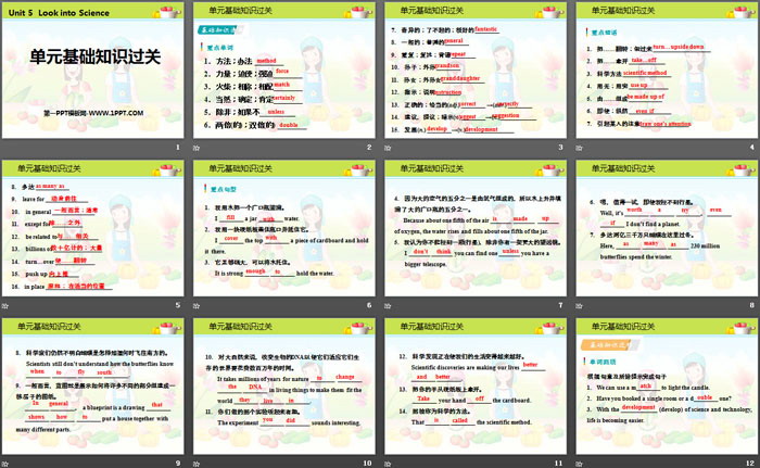 《单元基础知识过关》Look into Science! PPT