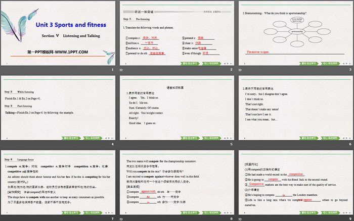 《Sports and Fitness》Listening and Talking PPT课件