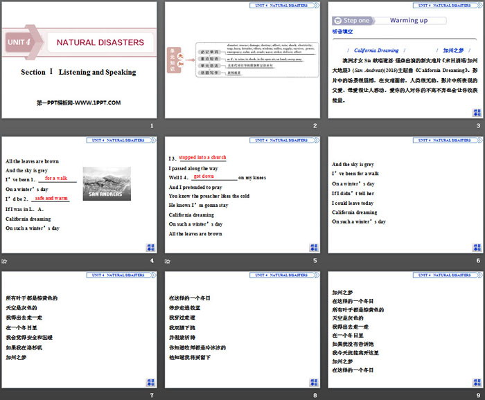 《Natural Disasters》Listening and Speaking PPT课件