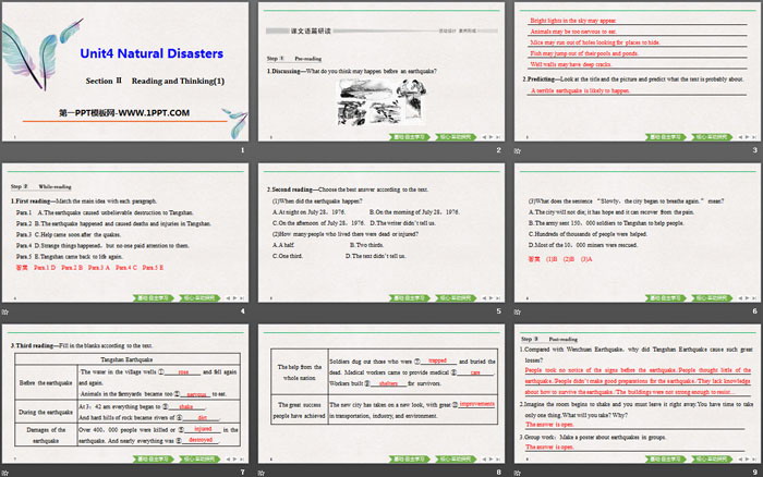 《Natural Disasters》Reading and Thinking PPT下载