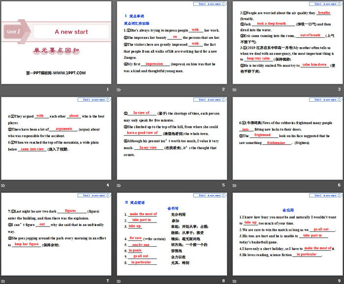 《A new start》单元要点回扣PPT下载