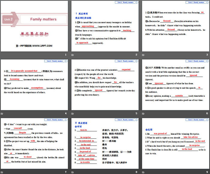 《Family matters》单元要点回扣PPT