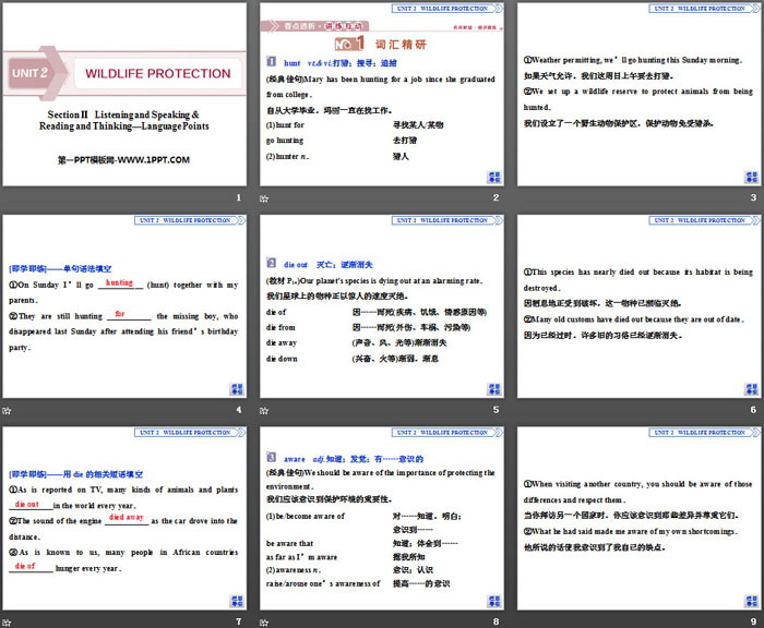 《Wildlife Protection》SectionⅡ PPT