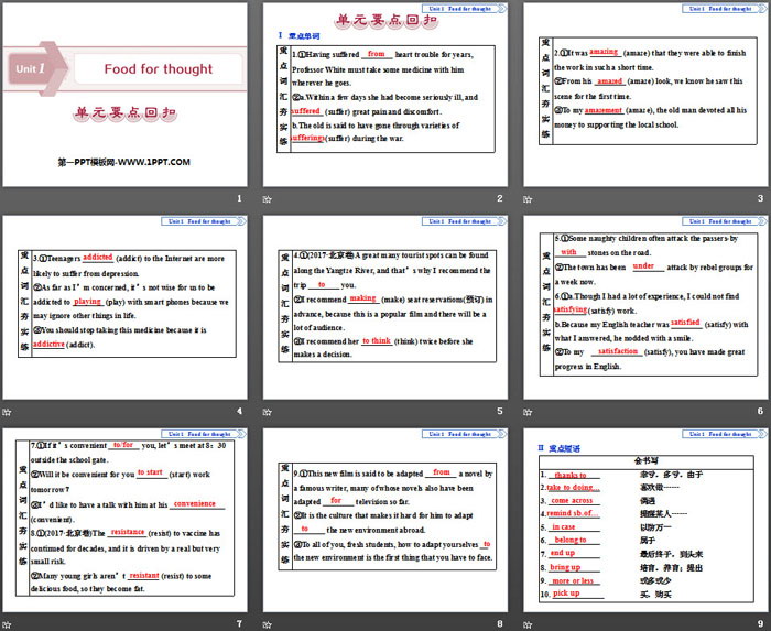 《Food for thought》单元要点回扣PPT