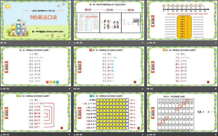 《9的乘法口诀》表内乘法PPT下载