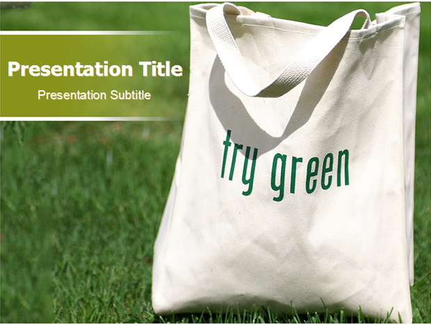 购物袋——绿色环保主题PPT模板