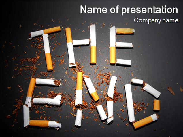 烟头创意“THE END ”戒烟公益主题PPT模板1