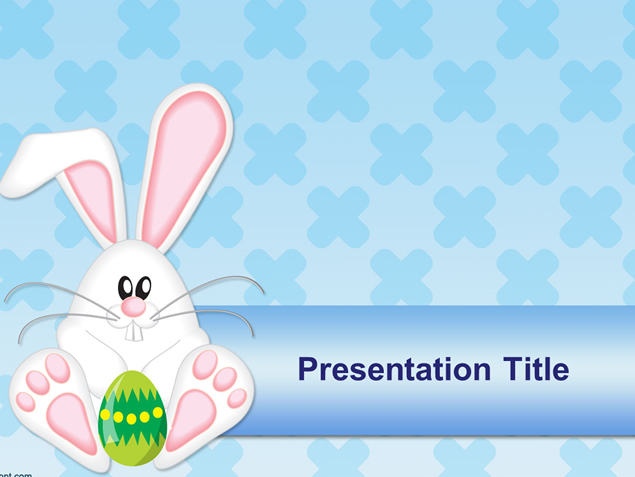卡通兔子抱着彩蛋PPT模板
